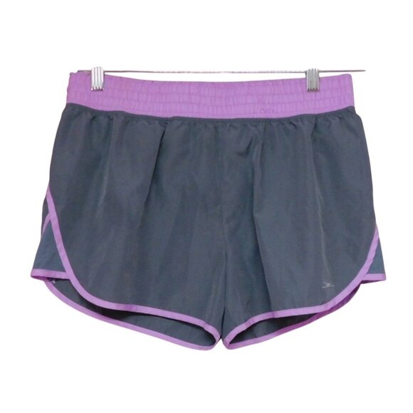 Crane Quick-Dry Gray Running Shorts Purple Trim Elastic Waistband M - Picture 1 of 7